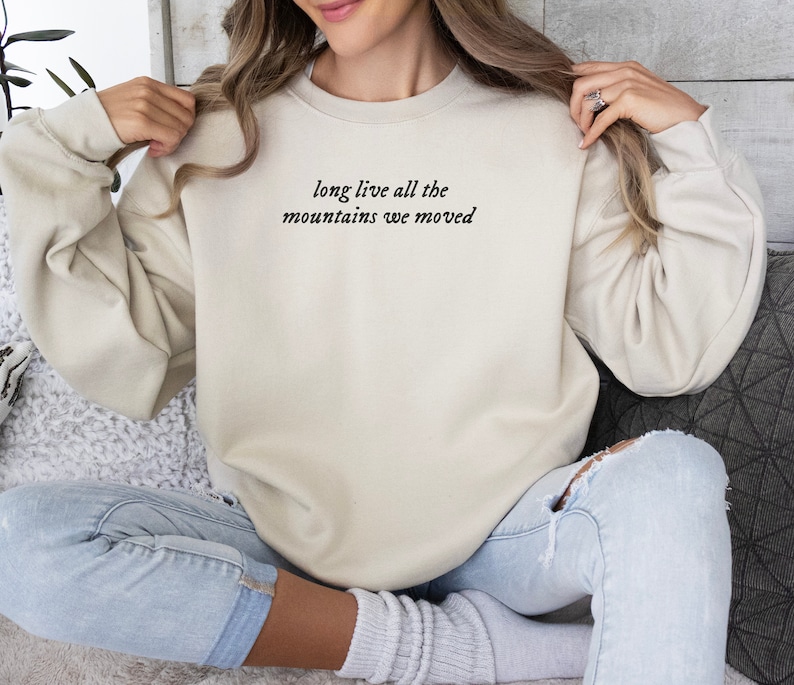 Mountains Moved Embroidered Sweatshirt, Embroidered Sweater
